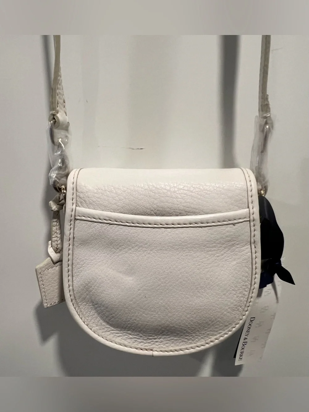 Dooney & Bourke White Pebbled Leather Saddle Crossbody NWT